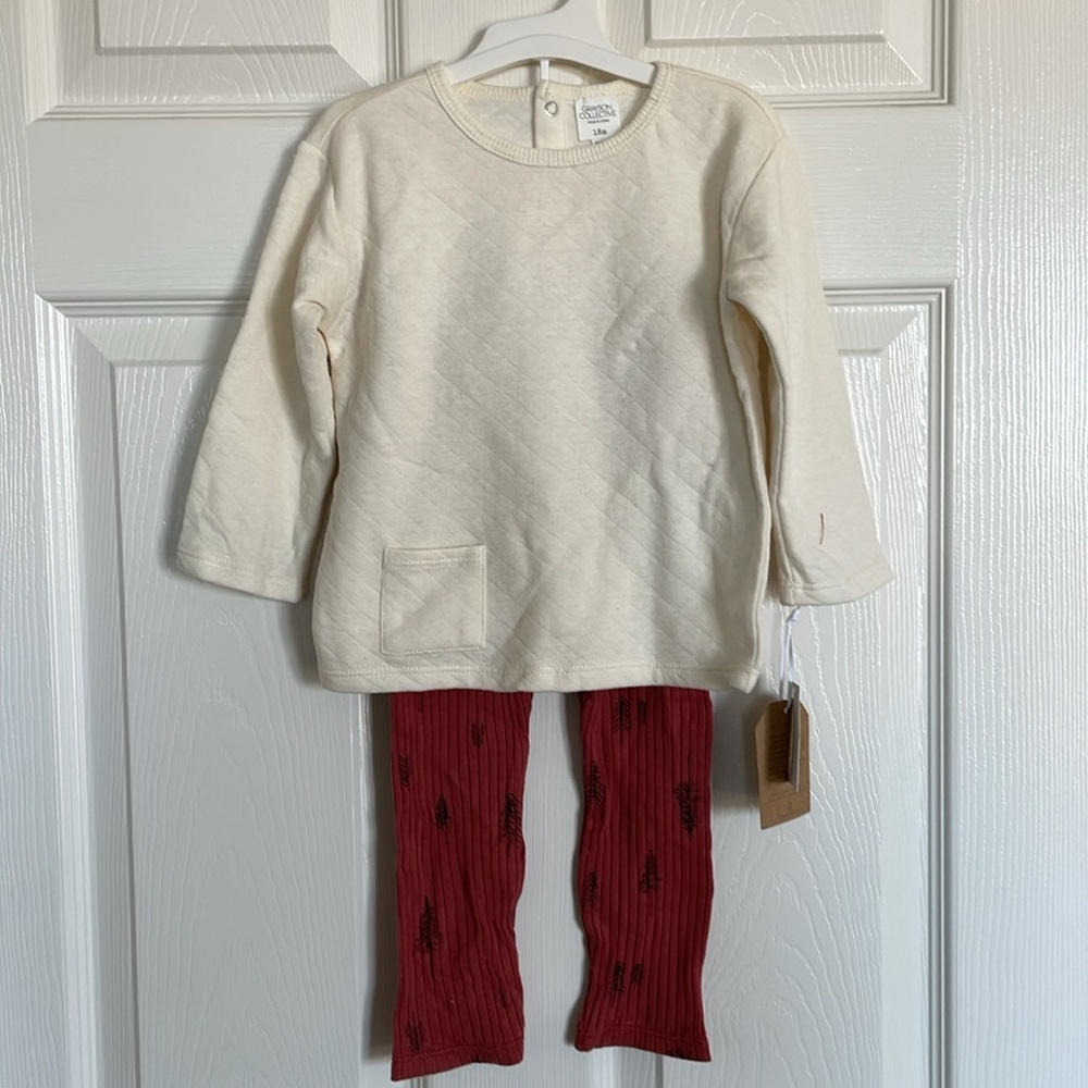 NEW! Baby 2pc Quilted Pullover & Leggings Set, Red - Unisex, Multiple Sizes